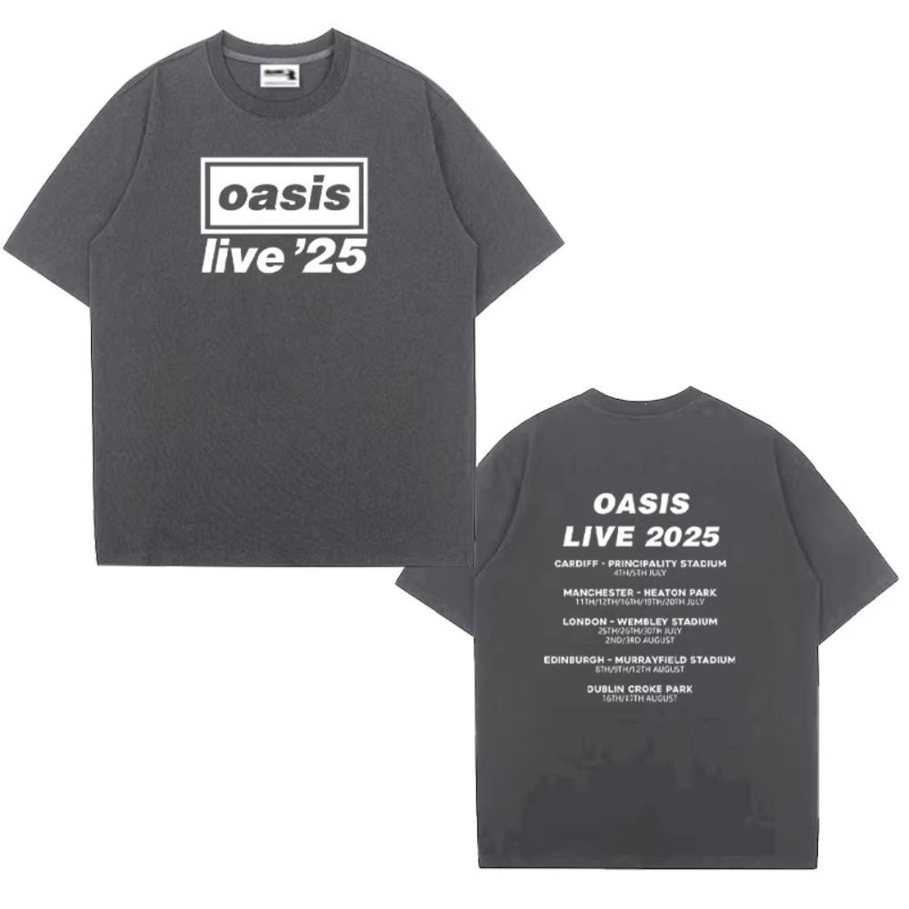 OASIS Live 25 Tour 2025 Vintage Tshirts Men Woman Casual Cotton Tshirt Hip Hop Streetwear Short Sleeve Loose T Shirts Fans Gift