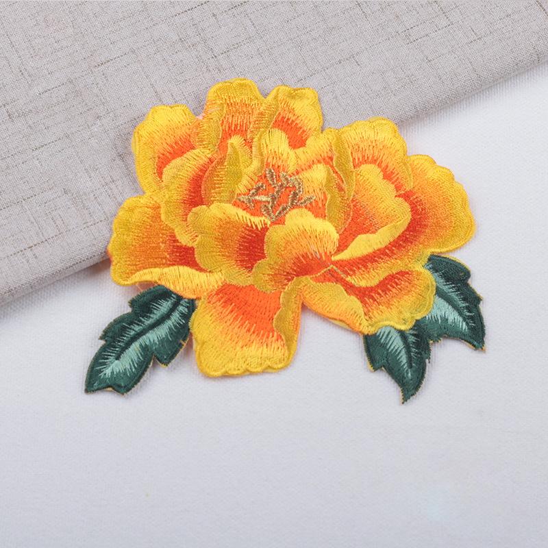 1Pcs Red Blue Peony Flowers Embroidere Patches Applique Clothes Decoration Clothing Accessories Sewing Patches