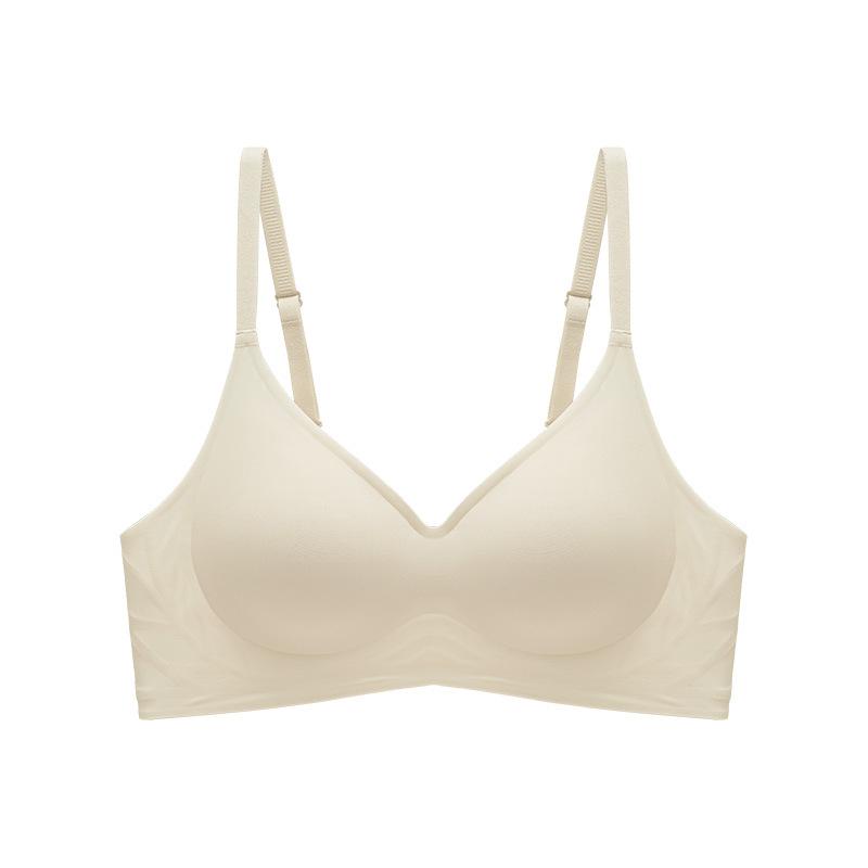Summer underwear, women's thin collection, sub-breasts, seamless bra, large chest, small adjustment type, anti-sagging soft support bra