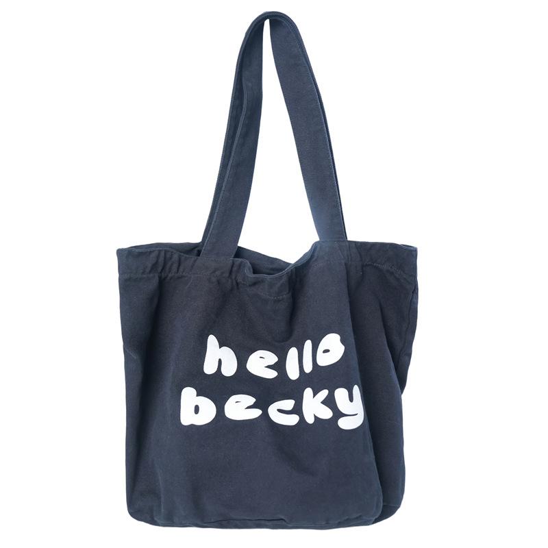 Canvas Shoulder Bag Large Capacity Letter Tote Bag Commuter Shopping Bag Women's Bag