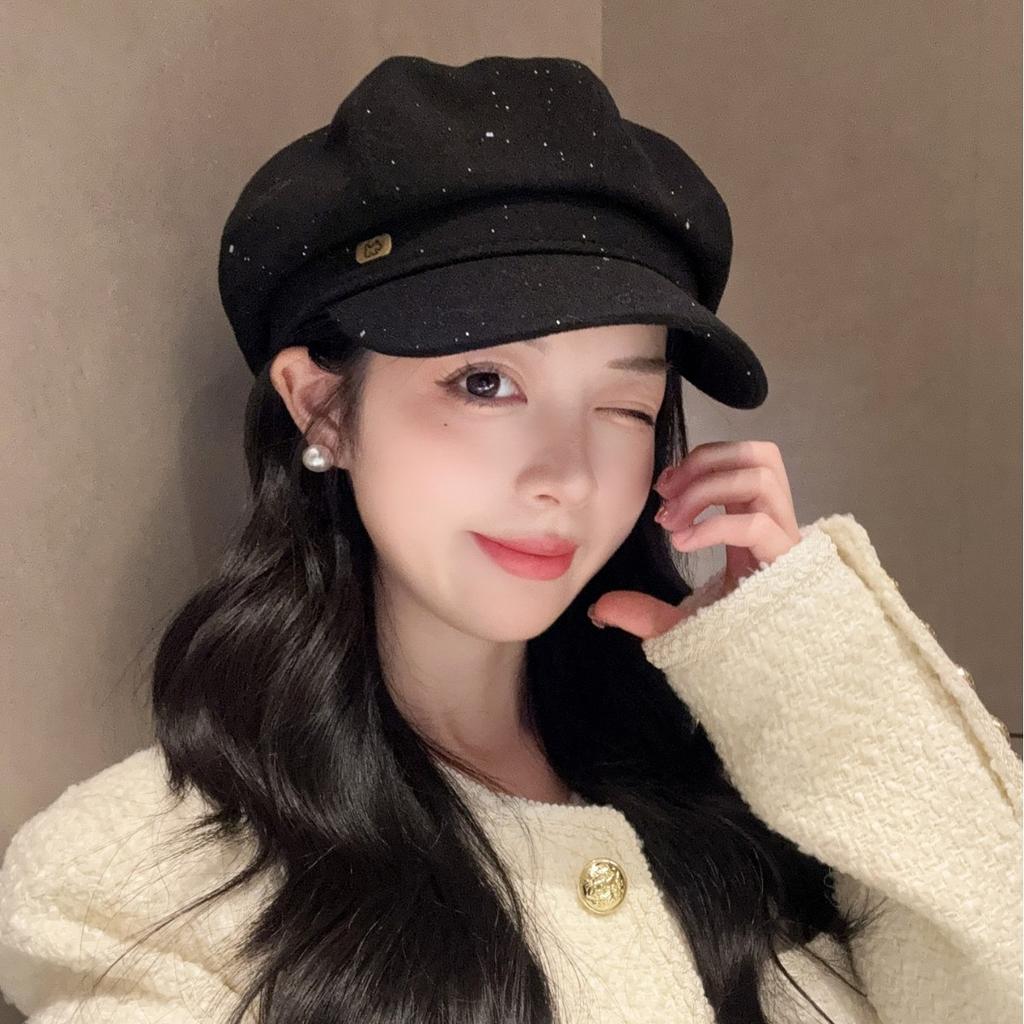 Black Octagonal Hats Make Kids Look Good On Instagram In Spring and Autumn. Small Berets Are Versatile and Go Well with Newsboy Hats