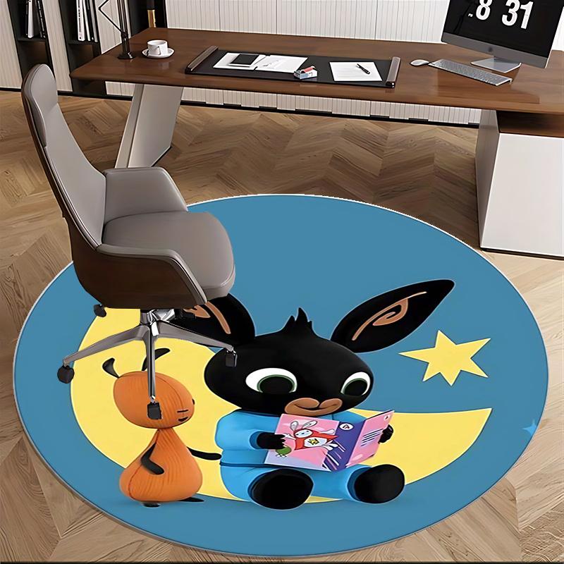 Bing Bunny, Nacht-Abenteuer Stuhlunterlage Runde Teppichboden Büroteppich, Maschinenwaschbar, Rutschfest, Geeignet für Wohnzimmer, Schlafzimmer