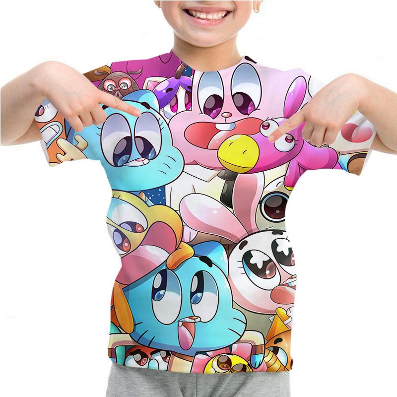 The Amazing World of Gumball Cartoon Cute Kids T Shirt Girls Summer Tops Baby Boys Clothes Children Short Sleeve O-Neck T-Shirts