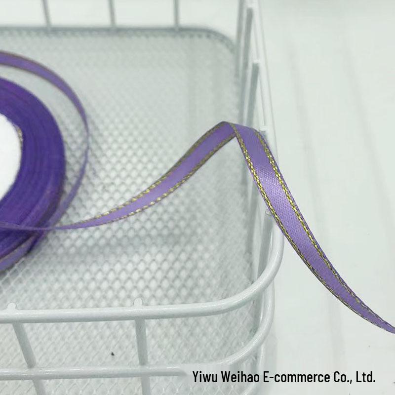 

6mm Gold Edge Satin Ribbon for Gift and Candy Box Packaging