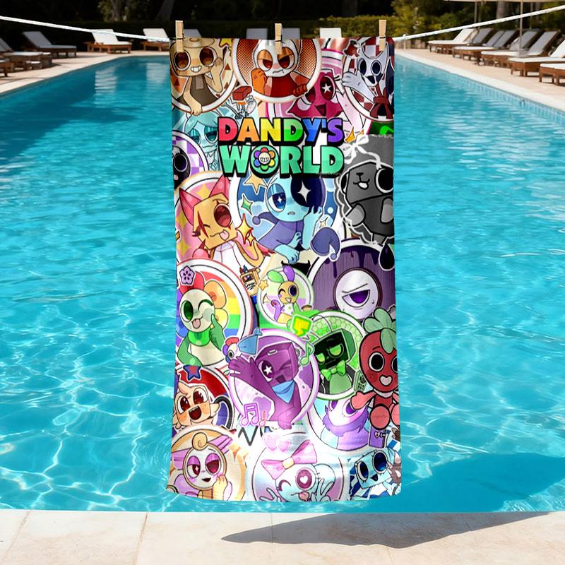 Dandy's World Print Beach Towel Design, Soft, Lightweight. for Home Bathroom, Spa, Pool, Yoga, Surfing, Camping, Gift for Family, Friend