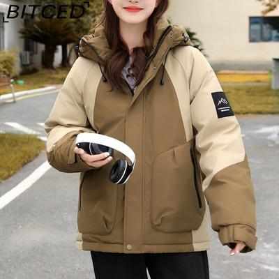 BITCED Outdoor Windbreaker Jacket - Unisex Style Windproof Thickened Padded Coat Mountaineering Couples' Down-Filled Cotton Jacket