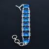 Faceted Blue Topaz Bracelet 925 Sterling Silver Jewelry Adjustable Chain Bracelet Cushion Shape Gemstone Handmade Jewelry Gift For Her