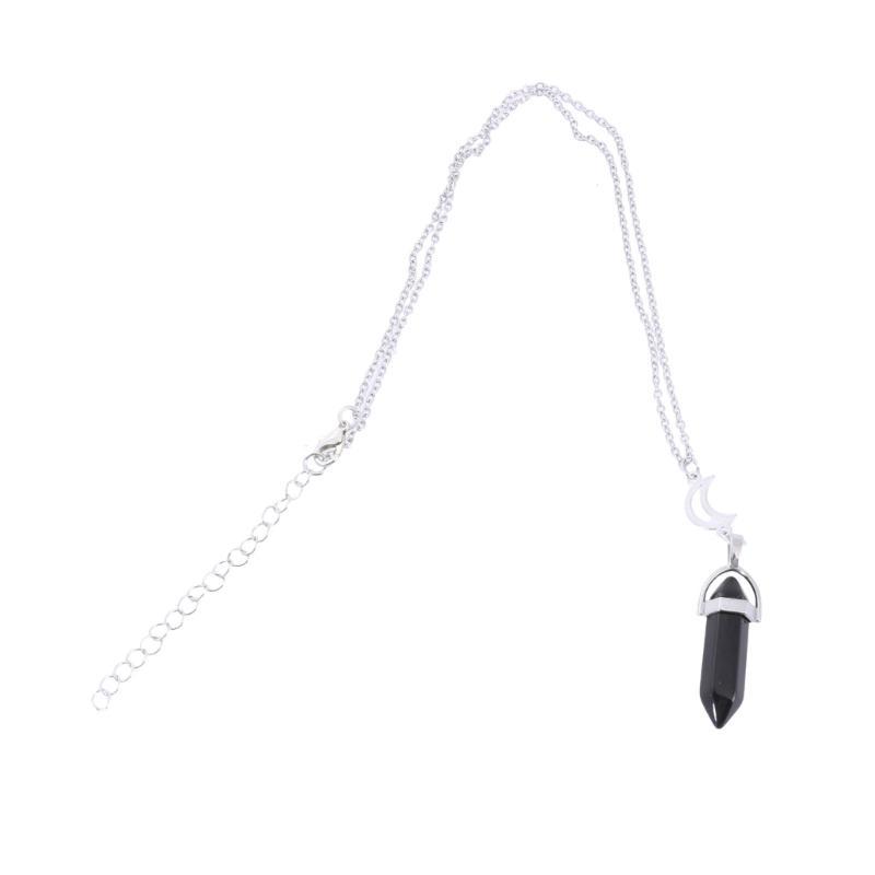 2PCS Natural Stone Hexagonal Column Crystal Pendant for Sun and Moon Charm Best Friends Jewelry Bullet Stone Women BFF G