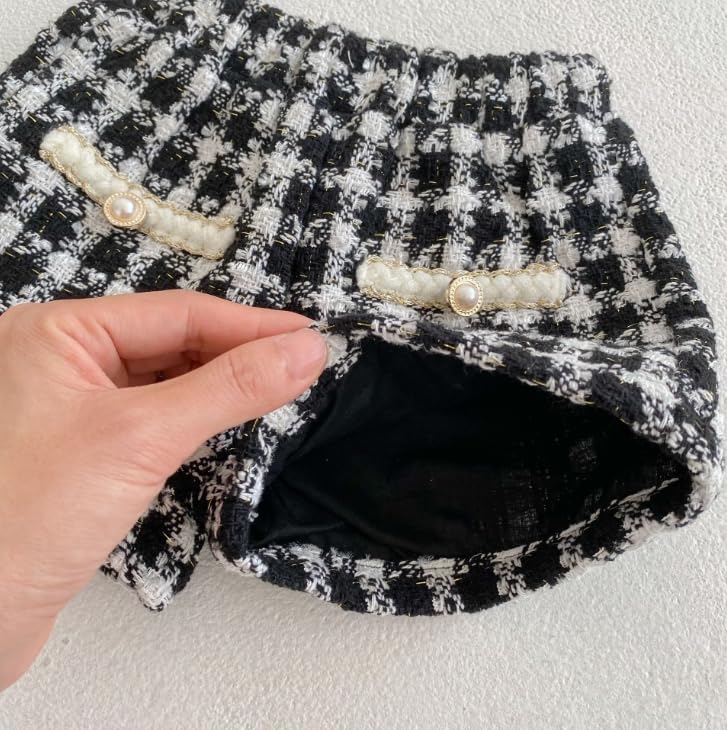 Cuddly 80cm Duffle Check Romper Cute Everyday Princess Duffle [Key Shop] Set, Gingham, White, Black, Cotton, Kids' Clothing, Wear, Stylish, Spring,