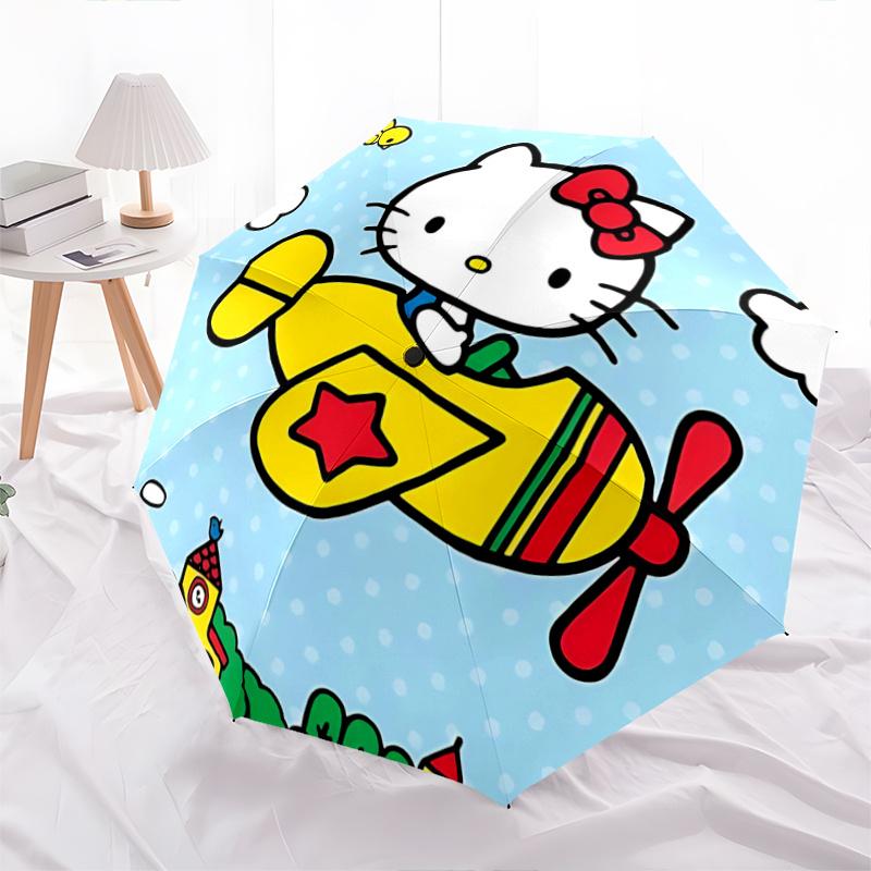 

1pc Hello Kitty Automatic Opening/Closing Umbrella - Portable Three-Fold Design with 8-Bone Iron Frame - Outdoor - Ideal Gift for Fans, Travelers, Eve