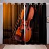 Violin Printed Blackout Drapes Classic Music Themed Window Curtains Musical Pattern Window Treatments Bedroom Decor Curtain