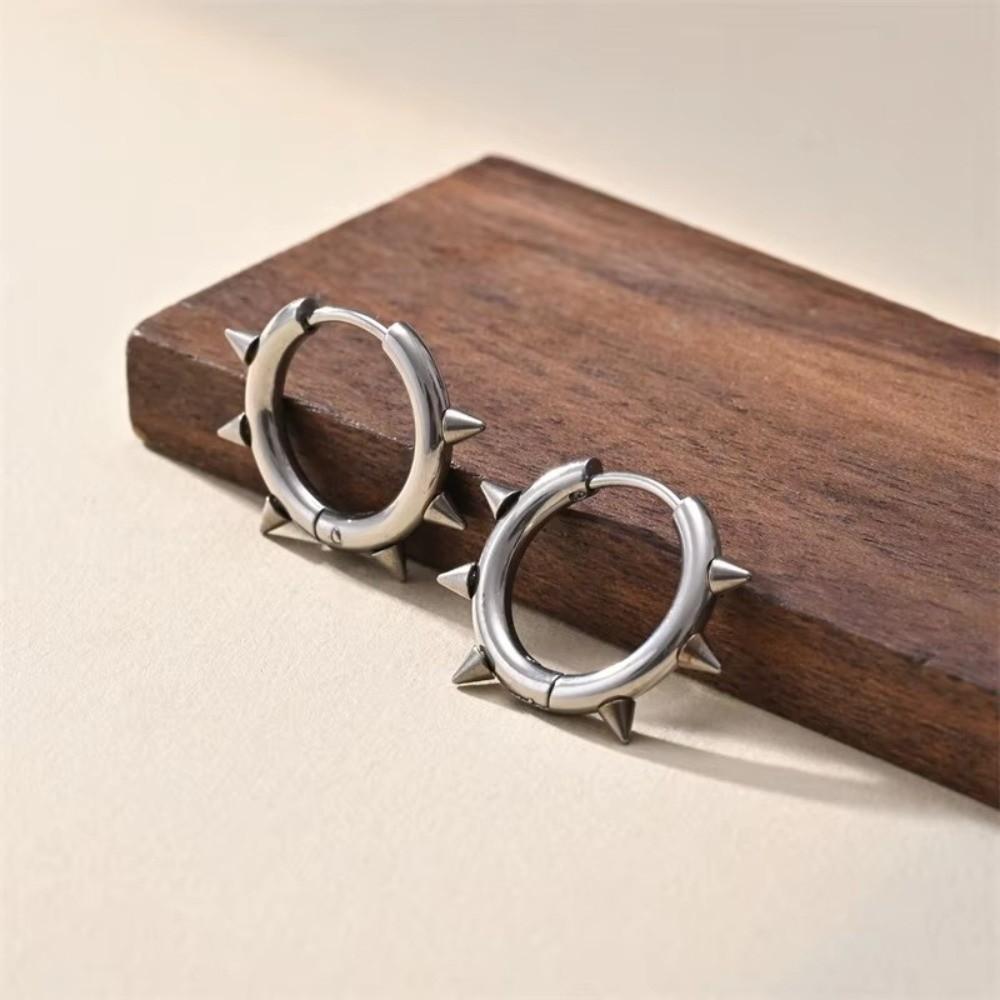 Hollow Out Design Rivet Ear Studs Spike Rivet Style Geometric Ear Buckle  for Women Men