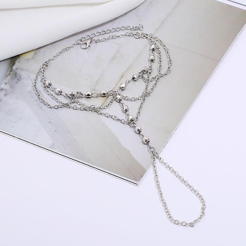 Minimalist Alloy Foot Anklet Chain Foot Jewelry With Flowing Tassels Women For