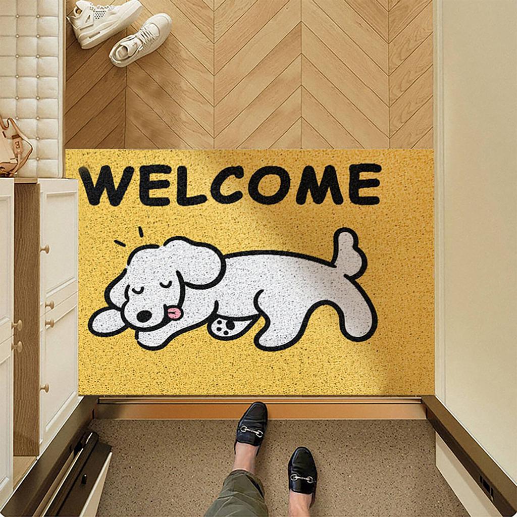 Door Mat Cute Cartoon Dog Pattern Anti Slip Mud Scraping Welcome Rug Front Door Rug Home Decoration
