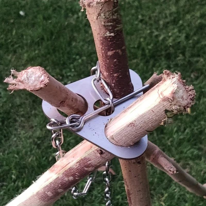 Treppiede Portatile Smontabile per Barbecue da Esterno, Supporto Sospeso in Acciaio Inossidabile, Set Supporto Triangolare per Pentola da Griglia per Falò da Campeggio