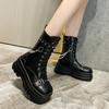 Fashion Platform Thick Gothic Boots Lady Buckle Autumn Women Wedges Knee High Booties Punk Street Cosplay Botas Motorcycle Chain Shoes