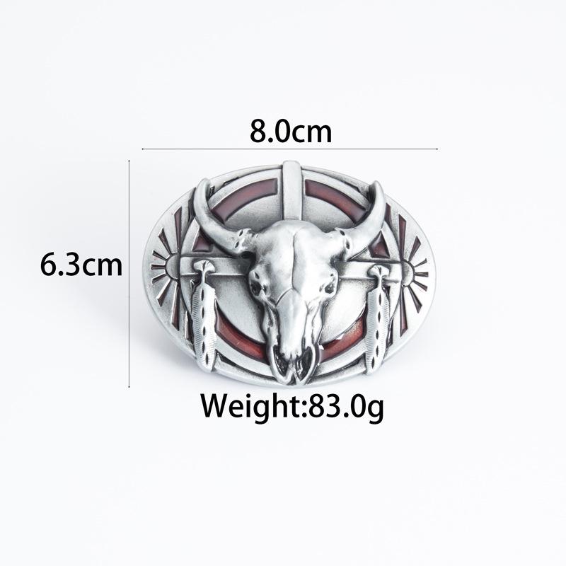 Oval Tribal Bull Skull Belt Buckle - Warrior Design, 3.8cm Personalized Smooth Buckle