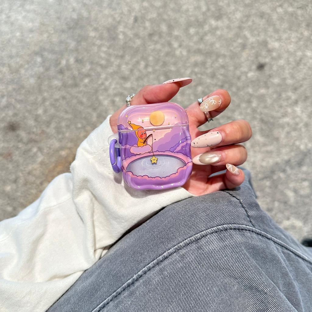 Purple cloud fishing star man for airpodspro1 protective cover AirPods Pro /1 generation/1st generation/