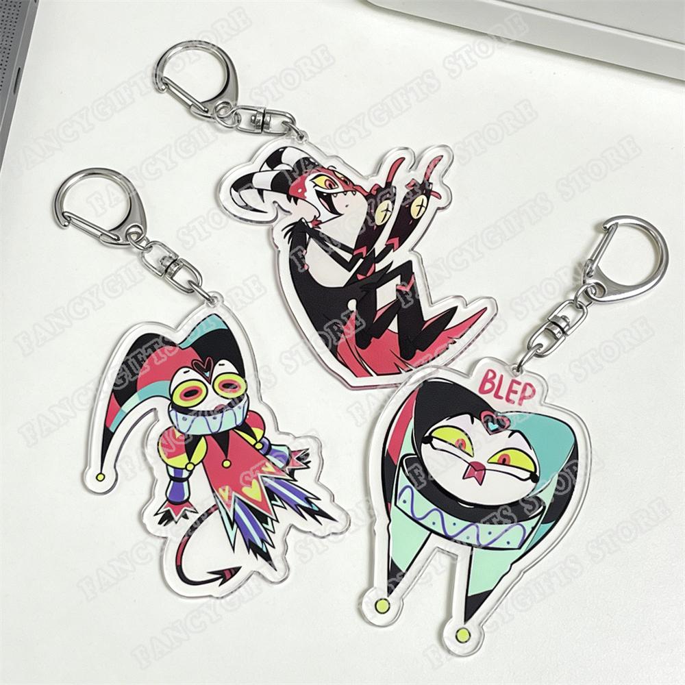 Cartoon Anime Series Helluva Blitzo Keychains Boss Keyring for Accessories Bag Pendant Key Chain Ring Jewelry Fans Friends Gifts