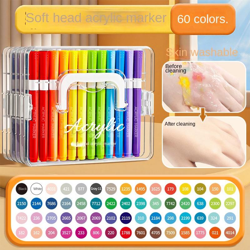 12/24/48/60/84Color Acrylic Brush Markers Set, Liquid Ink Art Acrylic Paint Markers Set for Art and DIY Craft No Box