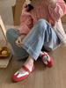 Fashion IPPEUM Red Mary Janes Shoes Women Daily Cute Ballet Flats For Girls Ballerina Sneakers Shoes