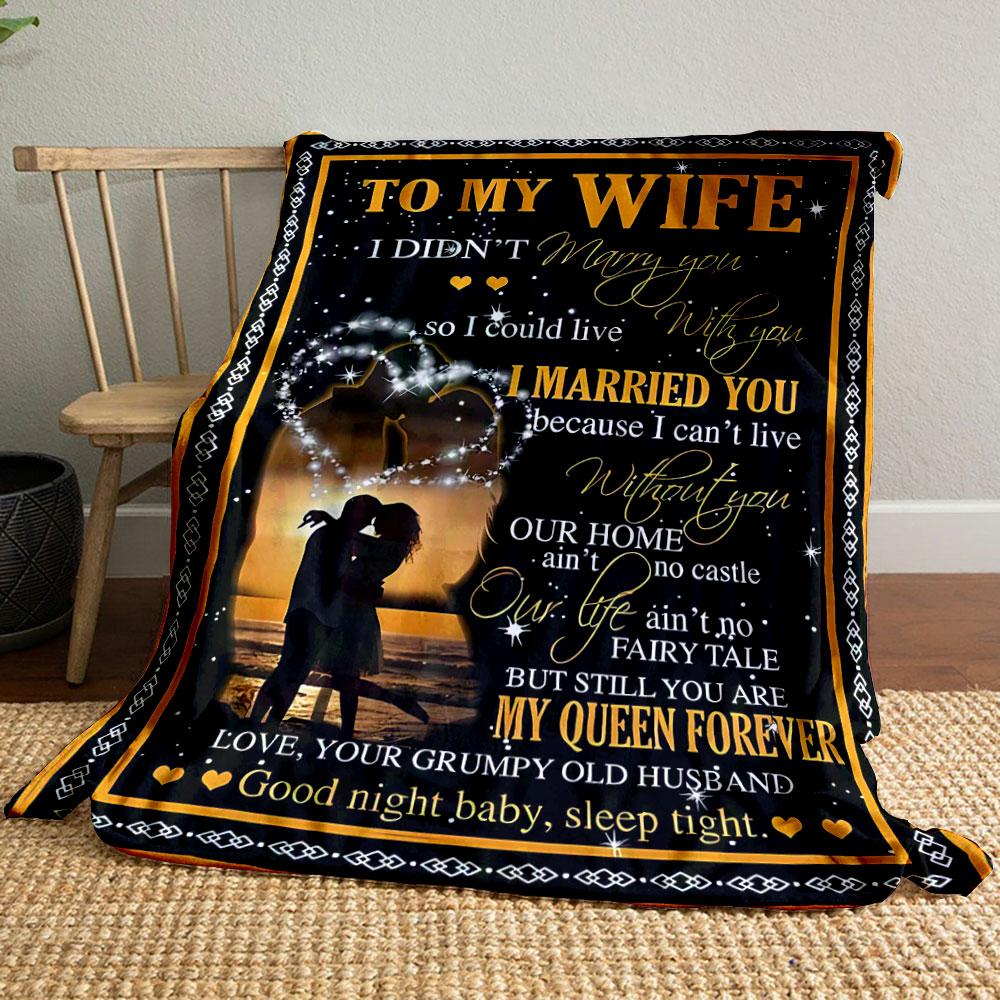 Blanket For Wife Romantic Couple Letter Print bedroom Blanket for Livingroom Couch lunch break Soft throw for Friend's festival Gift