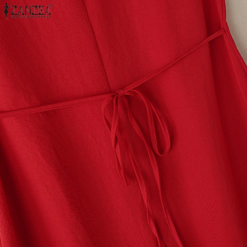 ZANZEA Women Casual V-Neck Solid Color Loose Summer Sleeveless Dress