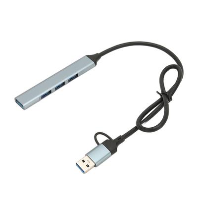 Type C Hub 4 Ports 5Gbps Aluminium Alloy Plug and Play Space Gray USB 3.0 Docking Station for Desktop Laptop PC