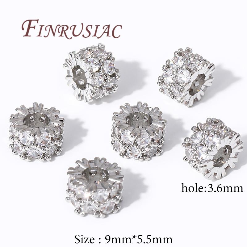Separators For Beads 18K Gold Plated Zircon Crystal Beads For DIY,Round Spacer Beads Accessories,DIY Bracelets Jewelry Making