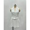 Western Style New Fashion Casual Sleeveless Vest Pleated Skirt Two-Piece Tank Top and Skirt Set