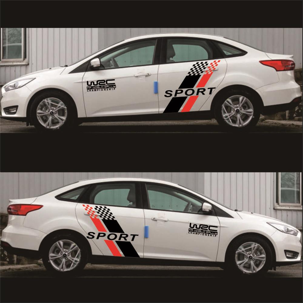 Car Both Side Racing Sports Stickers DIY Styling Graphic Vinyl Decal Black+Red