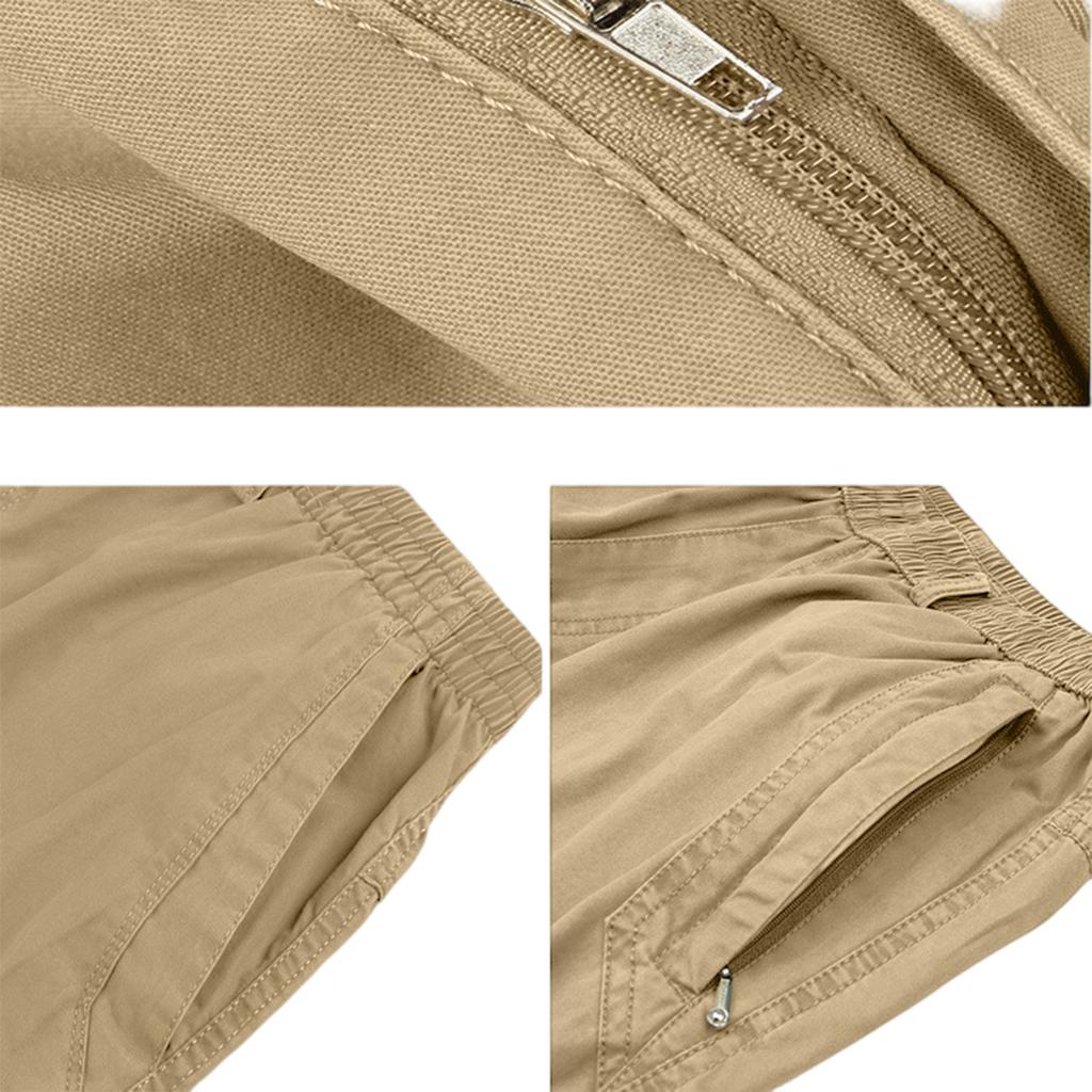 Men's Classic Outdoor Loose And Casual Multi-pocket Work Pants, Youth Stretch Waist Long Pants