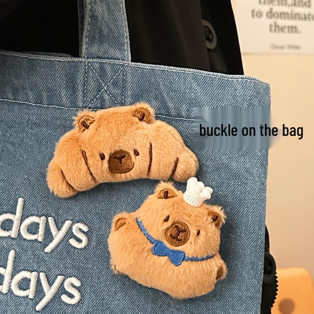 Creative Piggy Bread Capybara Cartoon Brooch Doll Toy Figurine Pin