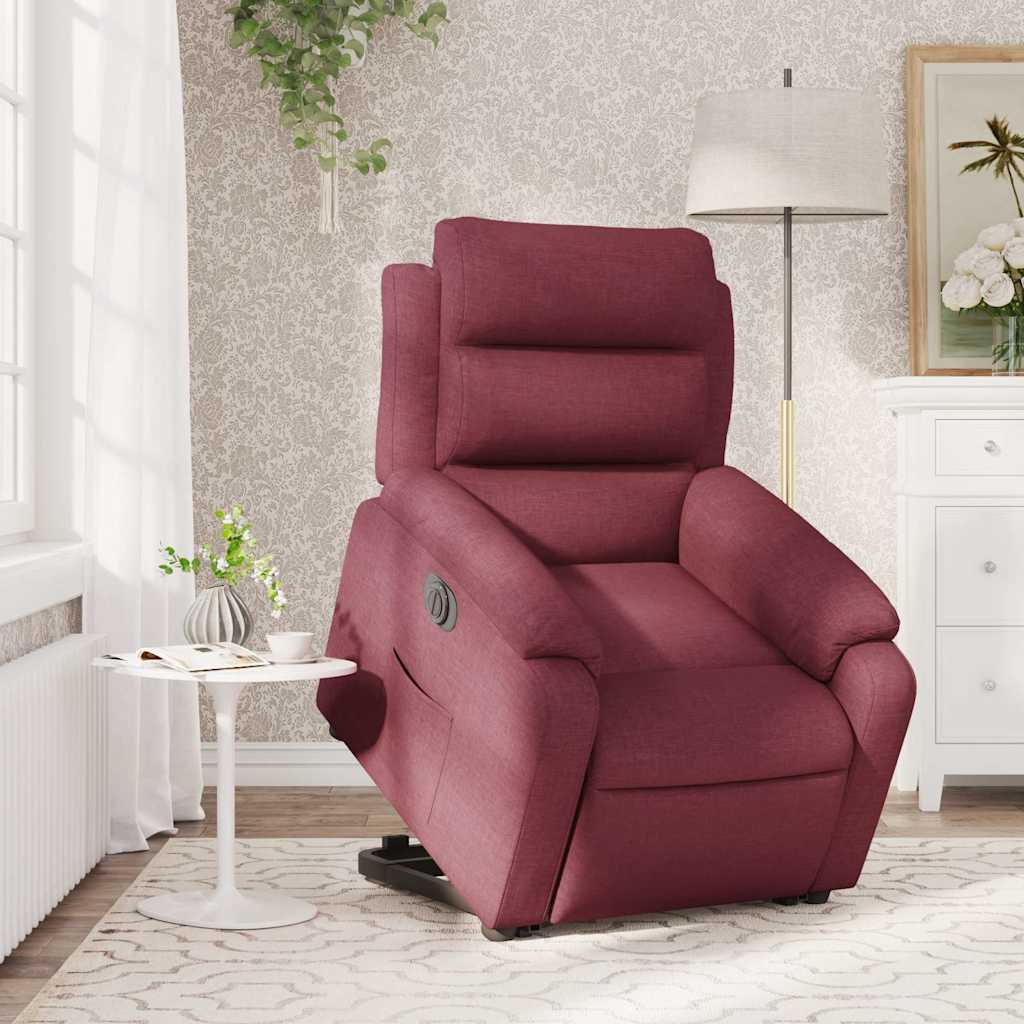 Recliner Chair with Lift Assistance Electric Wine Red Fabric