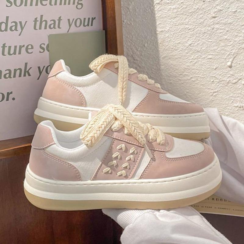 Casual little white shoes women's autumn new thick-soled simple student women's shoes contrasting color wheat ear board shoes