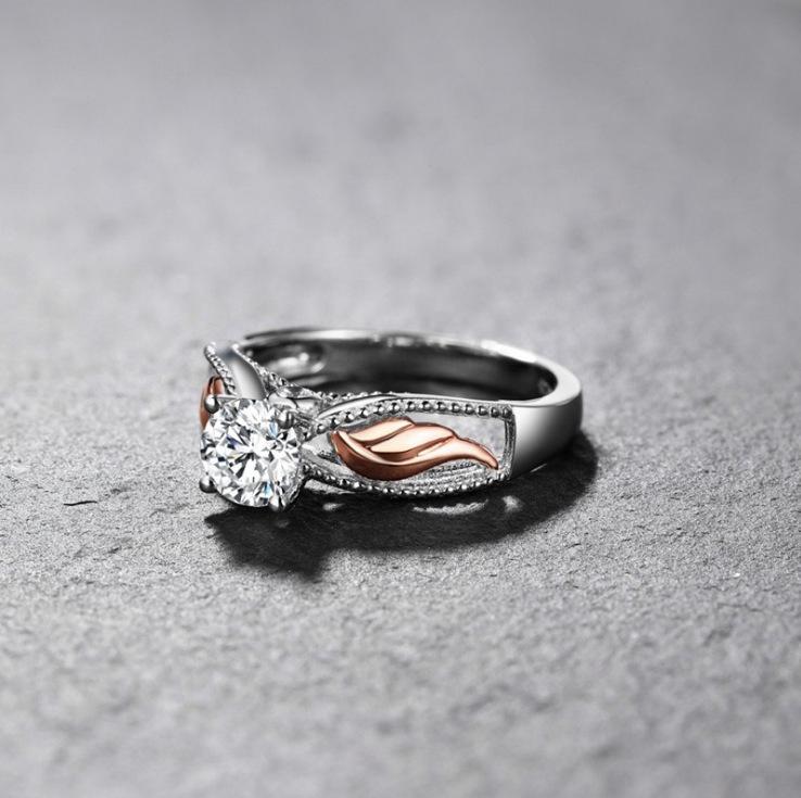Angel Wings Zircon Women's Ring: European & American Hot-Selling Creative Design