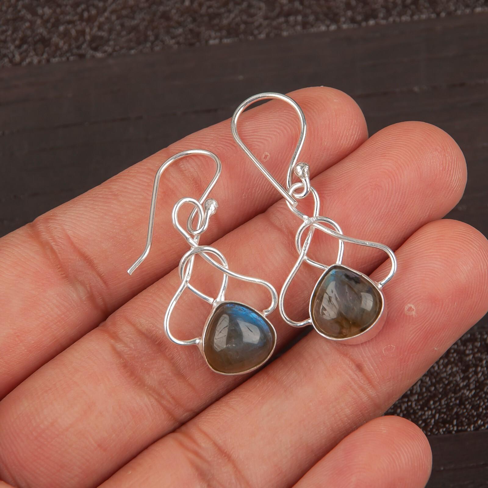 

Натуральный лабрадорит драгоценный камень 925 проба серебро ручная работа ювелирные изделия серьги 1,50 EE-2-30