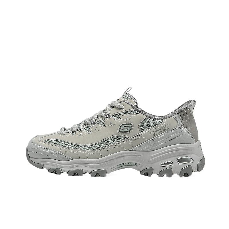 Skechers DLites Mesh Round Toe Lace-Up Comfortable Low-Top Dad Shoes Women sneakers 150868-GRY 35