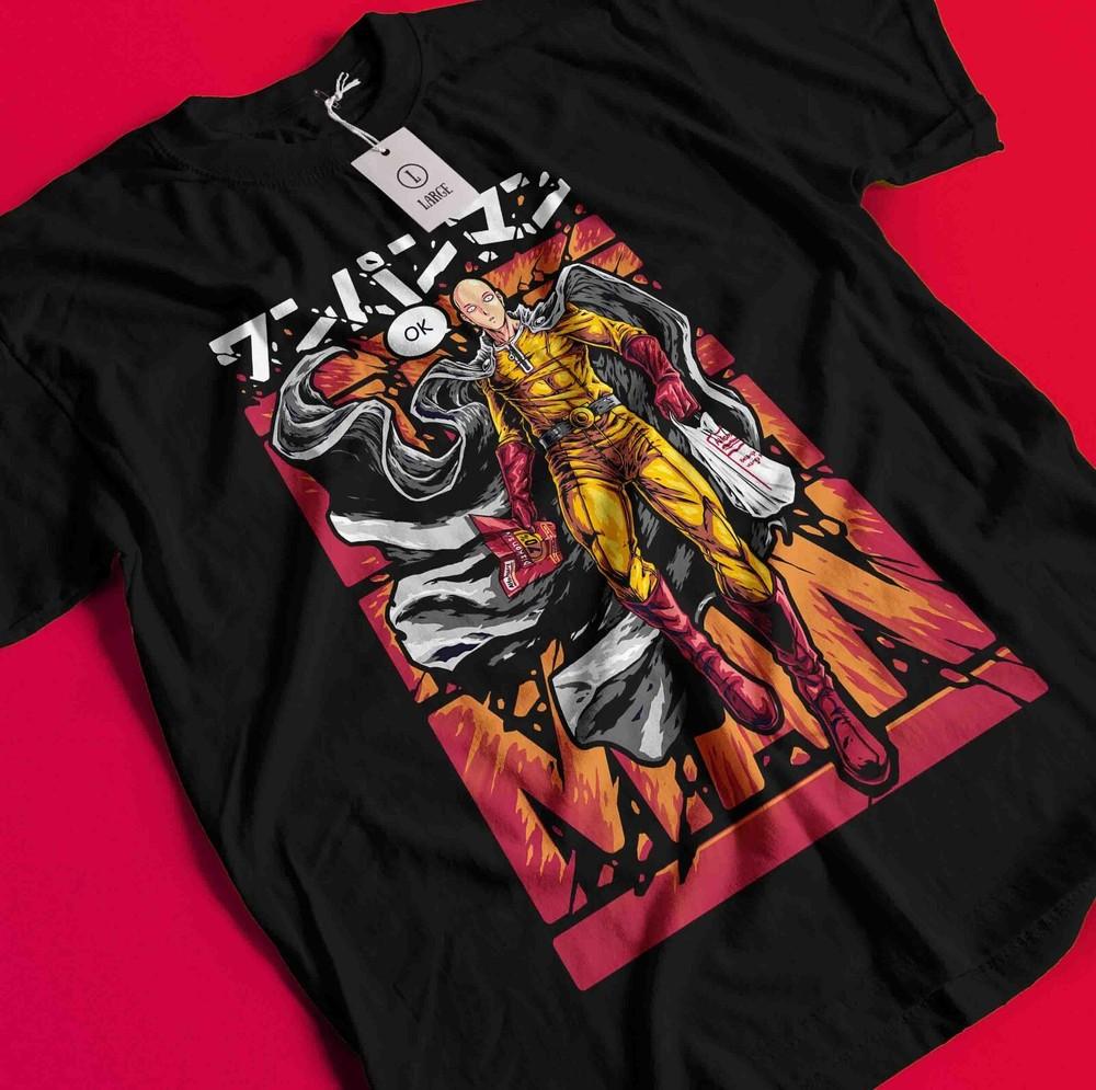 

One Punch Man T-Shirt Saitama Shirt Garou Tshirt Fubuki Genos Anime Manga OK Tee BB683 3XL