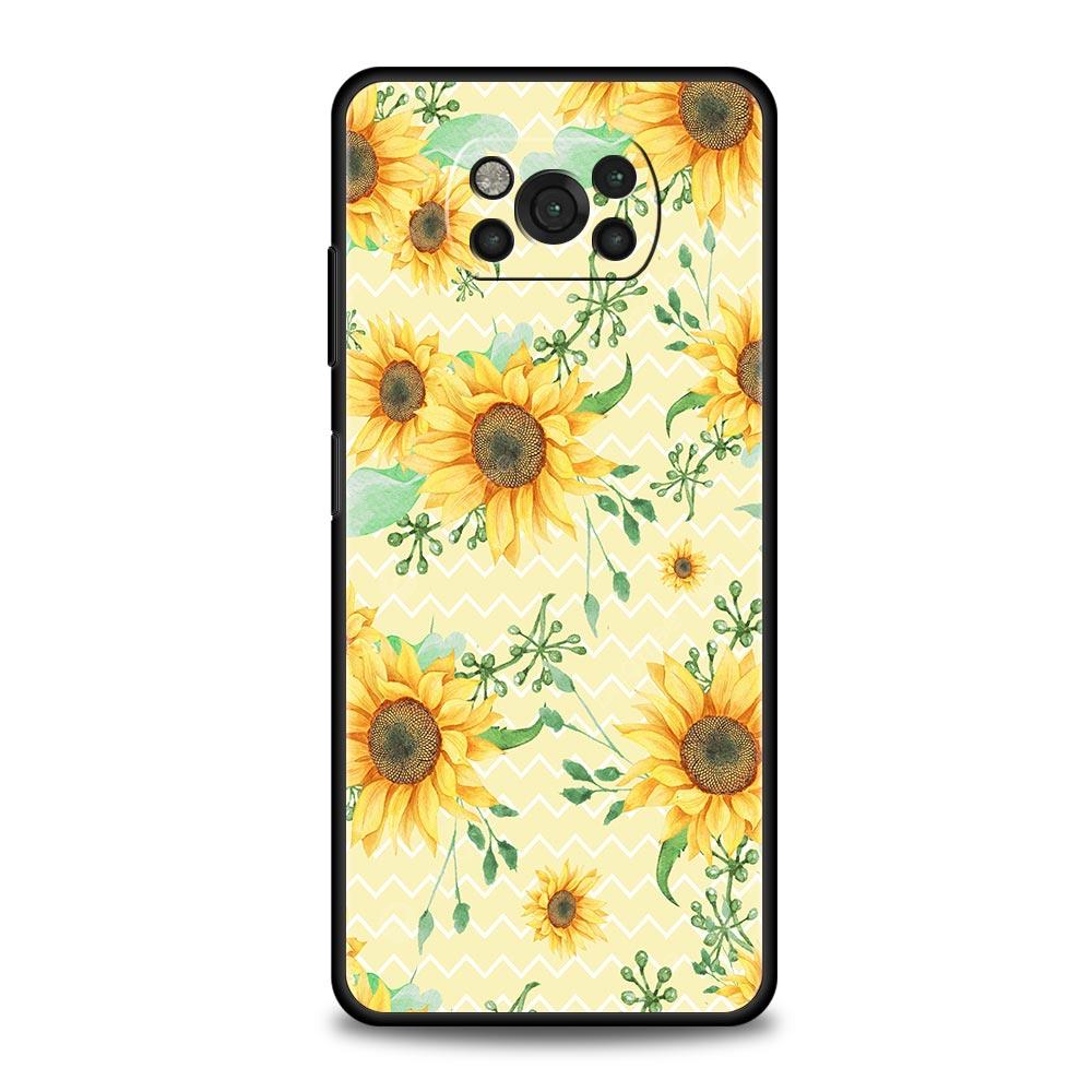 

Чехол для телефона для Xiaomi Poco F7 F6 F5 F4 F3 X7 X6 X5 X4 X3 NFC M4 C51 C55 GT Мягкий ТПУ Чехол Capas Летний Подсолнух Цветочный Цветок Poco C51