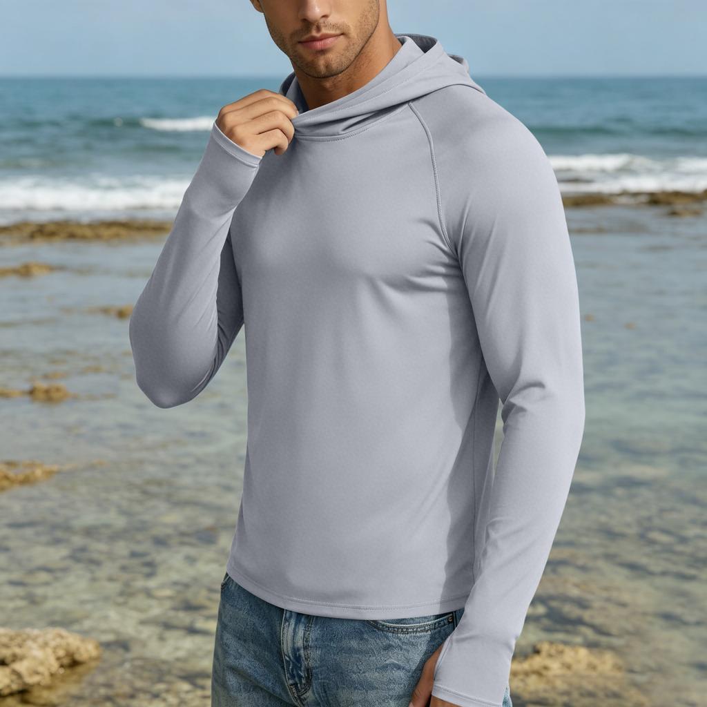 Herren UPF50 Plus Sonnenschutz Hoodie Schnelltrocknend Langarm Leichter Pullover für Outdoor-Aktivitäten Sport Reisen