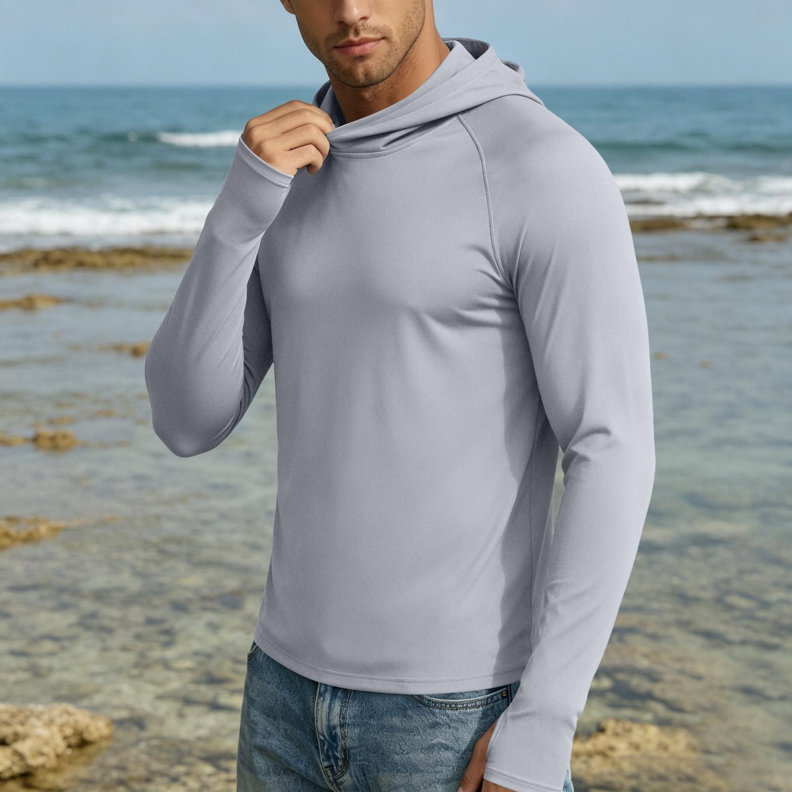 Men s 50+ Sun Hoodie Quick Dry Lightweight Guard for Outdoor L