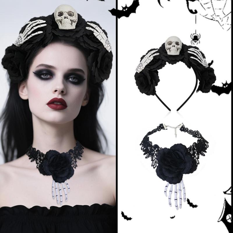 Rose Flower Crown Headband Photo Props Boho Halloween Headwear Party Costume Day Of The Dead Headpiece