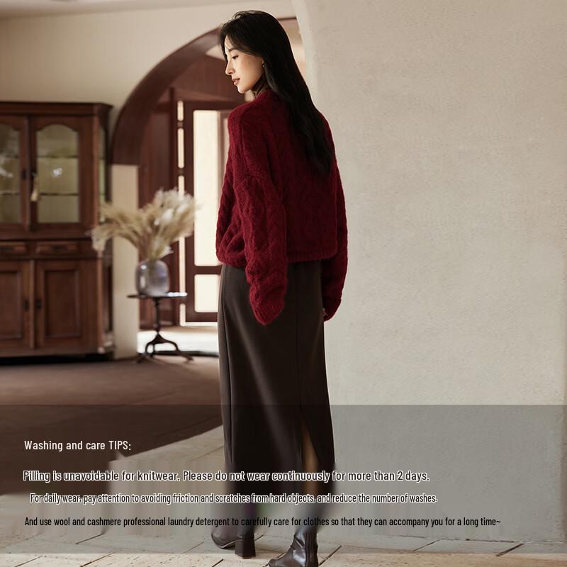 VICTORIA&VERA Women's Winter Cable Knit Round Neck Sweater V8901S16001