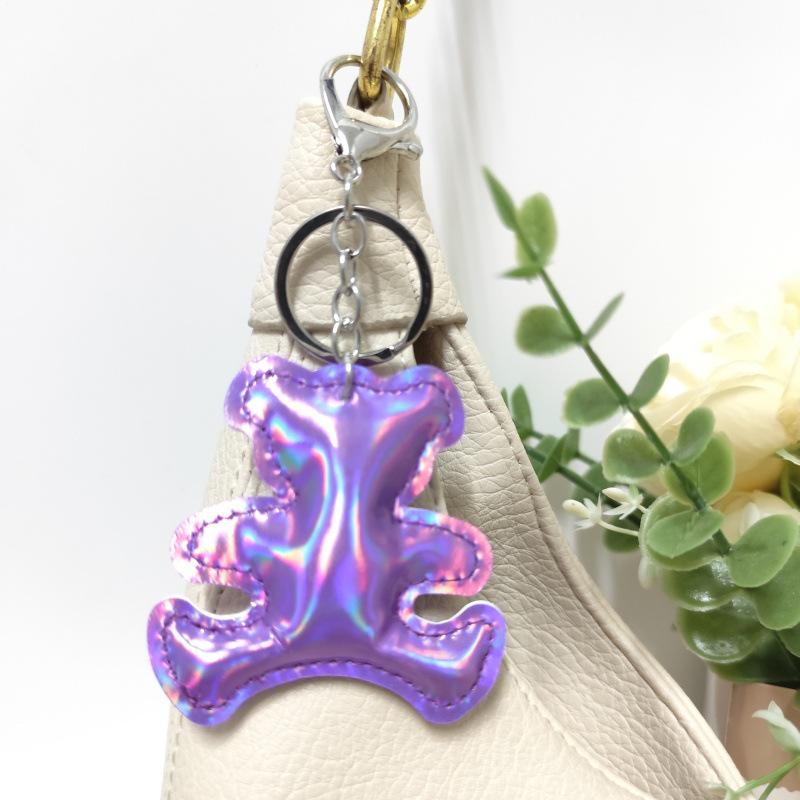 

Cute Little Bear Keychain Charm with Leather Pendant - Cartoon Design for Ladies фіолетовий