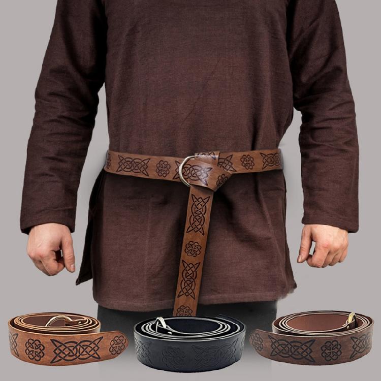 Medieval Embossed Viking Vegvisir PU Leather O Ring Belt Retro Renaissance