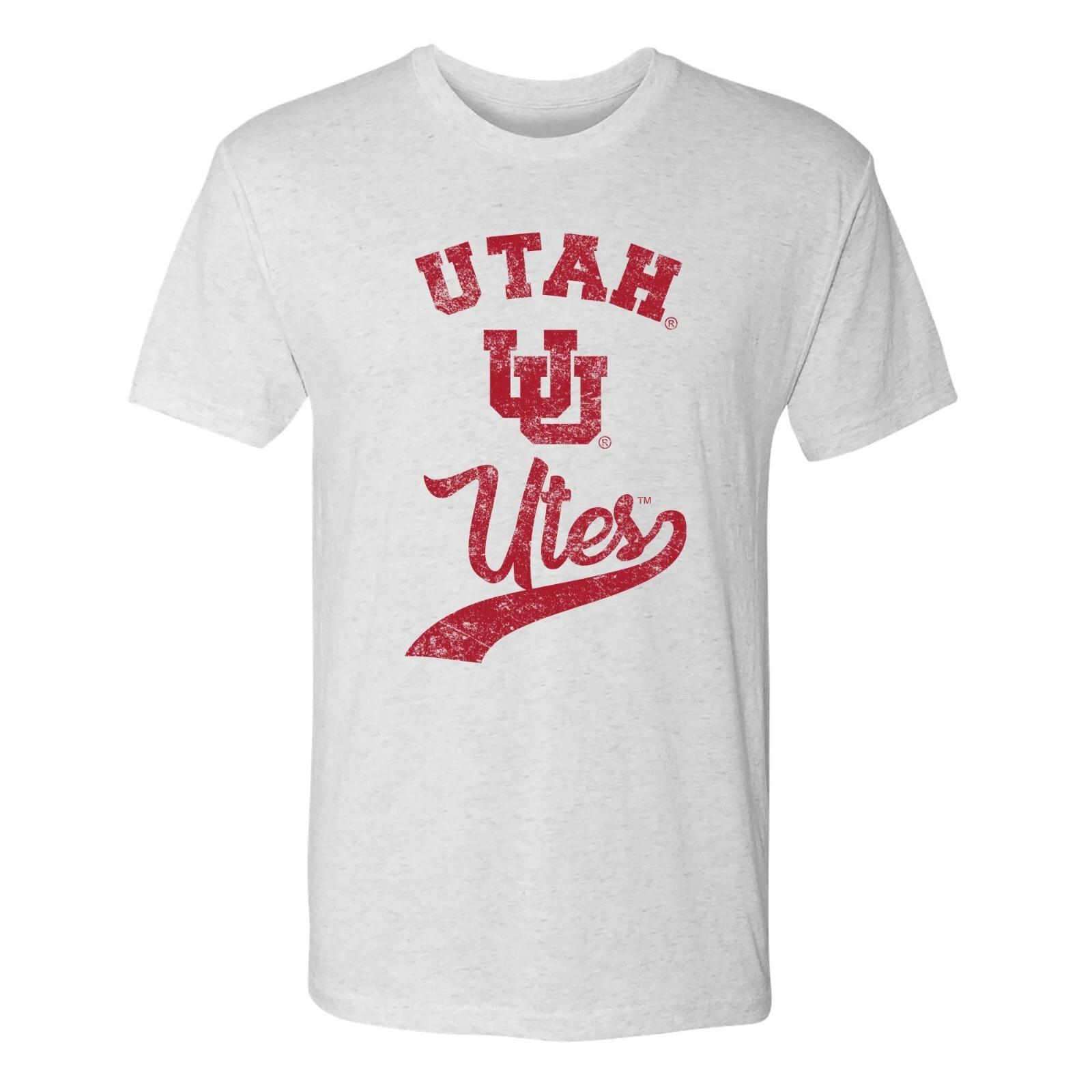 Utah Utes Retro Script Premium Triblend T-Shirt - Heather White 2XL