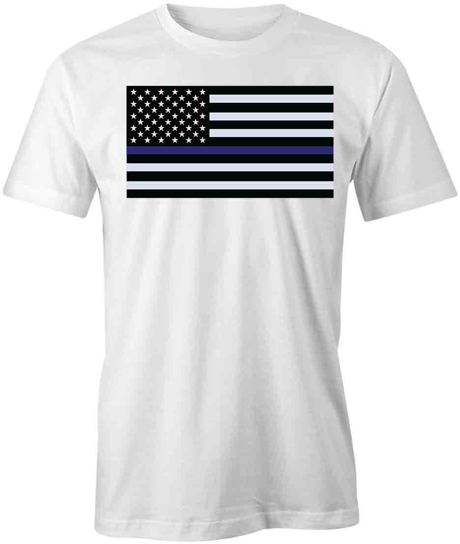 THIN BLUE LINE FLAG TShirt Tee Short-Sleeved Cotton CLOTHING PATRIOTIC S1WCB015 M