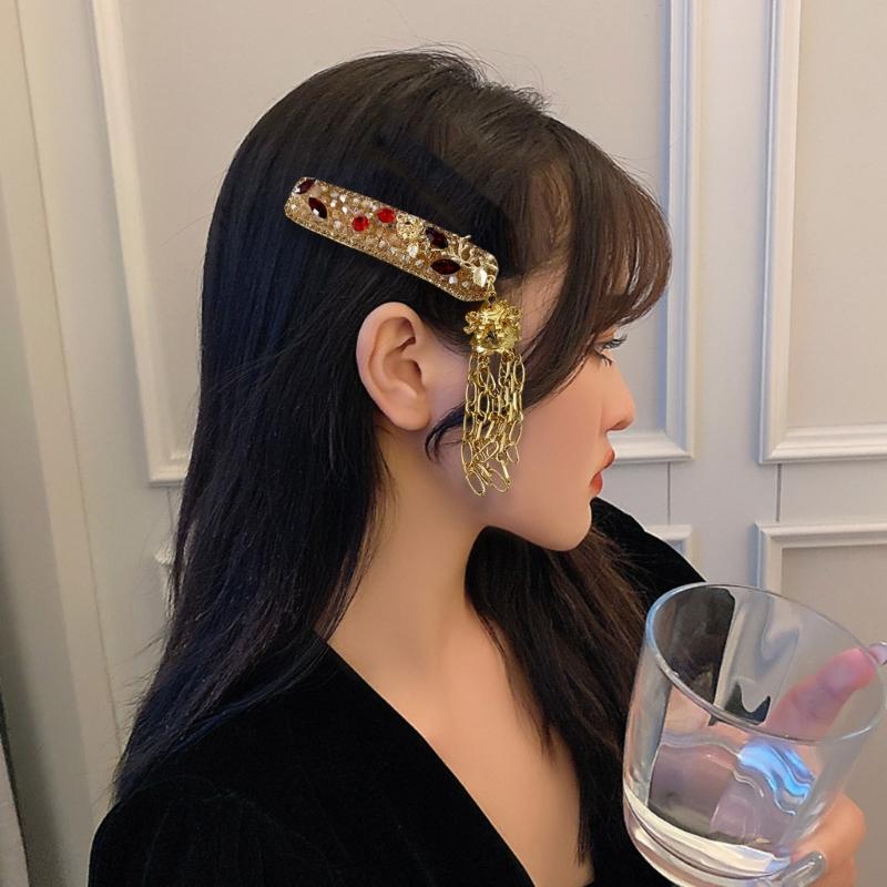 Ethnic Rhinestones Hair Accessory with Crystal Tassels Crystal Hair Clip Perfect for Weddings Parties and Everyday Wear