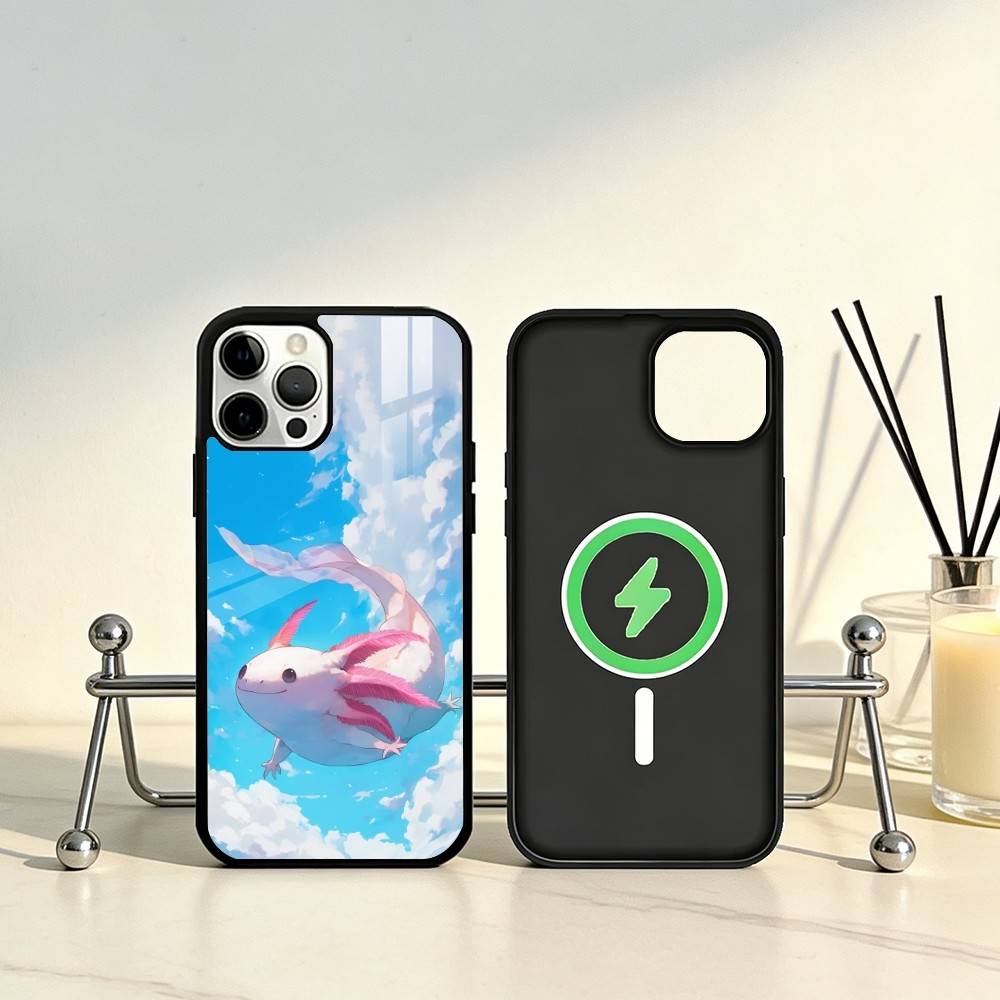 Cartoon Cute Axolotl Phone Case For iPhone17,16,15,14,13,12,11 Plus,Pro Max Magnetic For Magsafe Wireless Charging